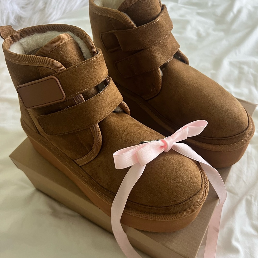 Platform Strap Faux Fur Boots